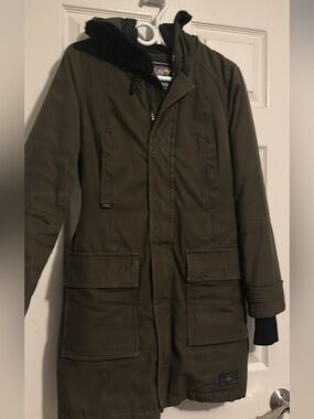 TNA Olive Green Military Field Parka with Hood